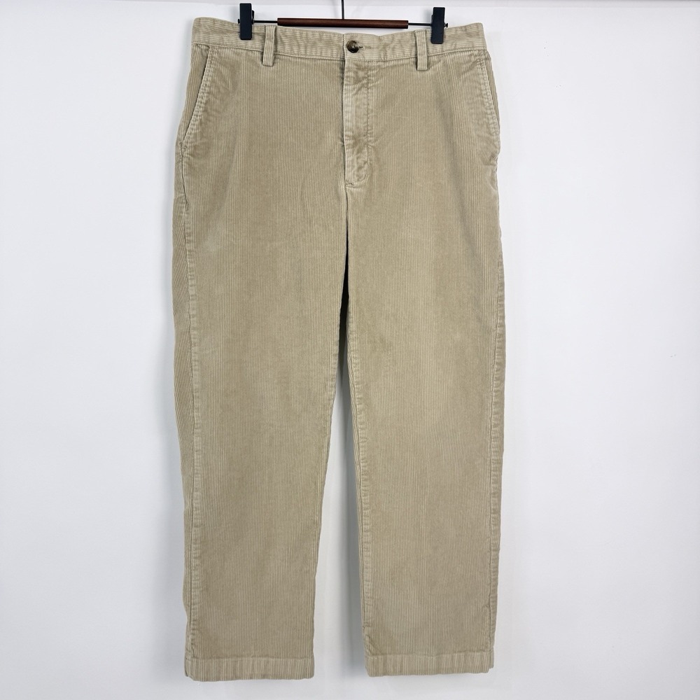 LL Bean Classic Fit Corduroy Pants Mens Tag Size 35x30 (Actual 34x28) Tan